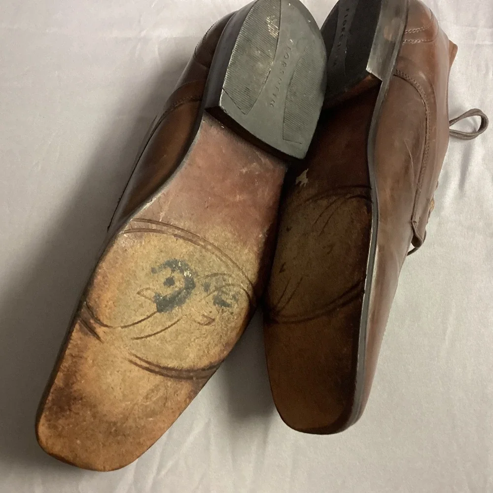 Florsheim Brown Leather Dress Shoes Square Toe‎ Oxfords Lace Up 9.5 D